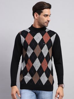 Monte Carlo - Men's Black Turtle Neck Full Sleeves Pullover Sweater