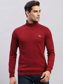 Monte Carlo - Men's Printed Wine High Neck Full Sleeves Sweatshirt