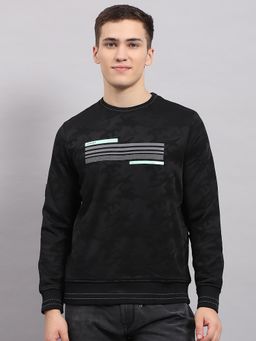 Monte Carlo - Men's Solid Black Round Neck Full Sleeves Sweatshirt