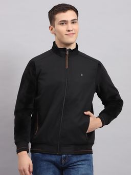 Monte Carlo - Men's Solid Black High Neck Full Sleeves Jacket