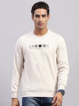 Monte Carlo - Men's Printed Beige Round Neck Full Sleeves Sweatshirt
