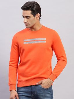 Monte Carlo - Men's Printed Orange Round Neck Full Sleeves Sweatshirt