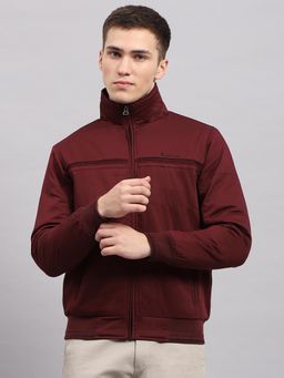 Monte Carlo - Men's Solid Wine Collar Neck Full Sleeves Jacket