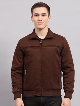 Monte Carlo - Men's Solid Brown Collar Neck Full Sleeves Jacket