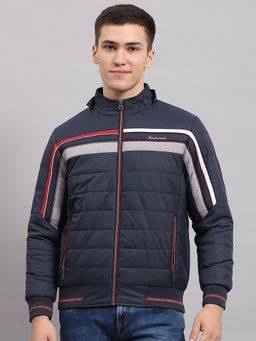 Monte Carlo - Men's Solid Navy Blue Hooded Full Sleeves Jacket