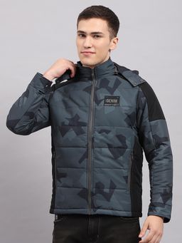 Monte Carlo - Men's Printed Multi Color Hooded Full Sleeves Jacket