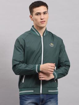 Monte Carlo - Men's Solid Olive High Neck Full Sleeves Jacket