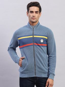 Monte Carlo - Men's Blue High Neck Full Sleeves Jacket