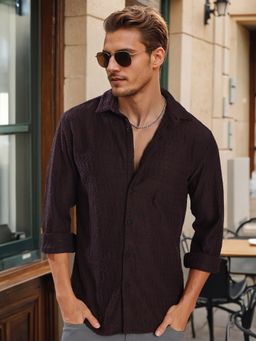 Bene Kleed - Men Purple Spread Collar Knitted Shirt