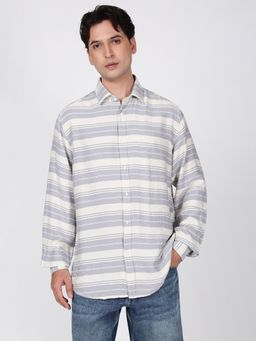 Bene Kleed - Men Grey Horizontal Striped Shirt