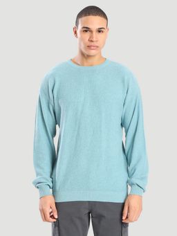 Bene Kleed - Men Regular Fit Knitted Aqua Sweater
