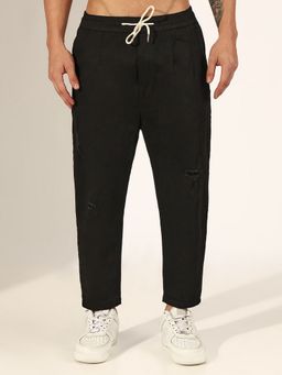 SHOWOFFFF - Men Distressed Black Relaxed Fit Pant