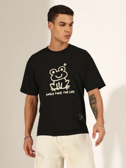 SHOWOFF - Men Graphic Black Relaxed T-Shirt