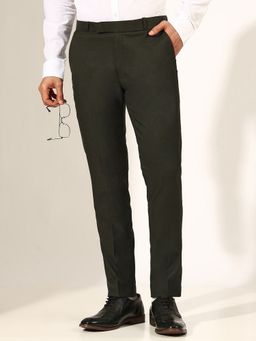 SHOWOFF - Men Olive Slim Fit Formal Pant