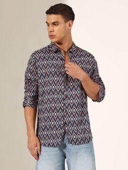 SHOWOFF - Men Geometric Blue Regular Fit Casual Shirt