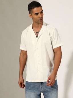 SHOWOFF - Men White Half Sleeve Cuban Collar Shirt