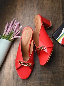 CLOG LONDON - Red Comfortable Heel Sandals