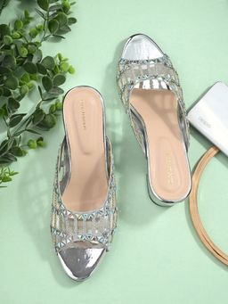 CLOG LONDON - Silver Comfortable Heel Sandals