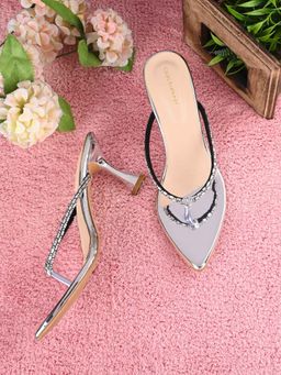 CLOG LONDON - Silver Comfortable Heel Sandals