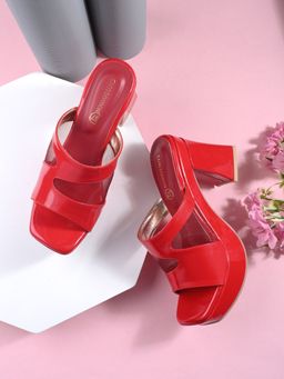 CLOG LONDON - Red Comfortable Heel Sandals