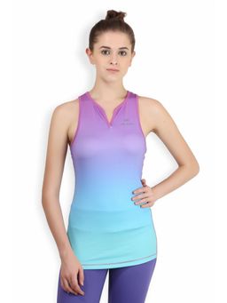 Alcis - Women Purple Blue Ombre-Dyed V-Neck Tank