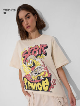 The Souled Store - Store Official Sponge Bob Sk8R Women Oversized T-Shirt
