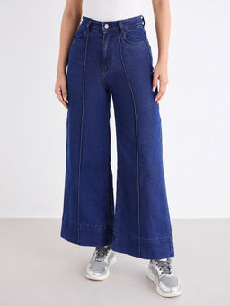 Styli - Women Blue Wide Leg Denim Jeans