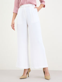 Styli - Women White Basic Full Length Wide Leg Casual Trouser