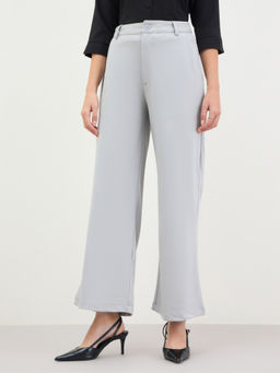 Styli - Women Grey Wide Fit Full Length Casual Trouser