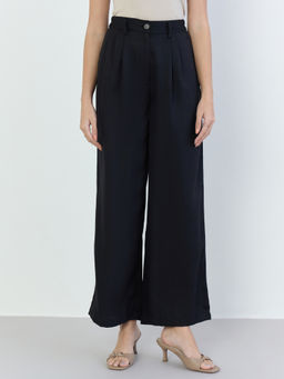 Styli - Women Black Full Length Wide Leg Casual Trouser
