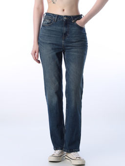 ONLY - Women Solid Straight Fit Mid-Rise Blue Jeans