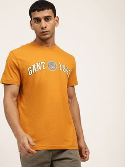 GANT - Men Orange Solid Regular Fit T-Shirt