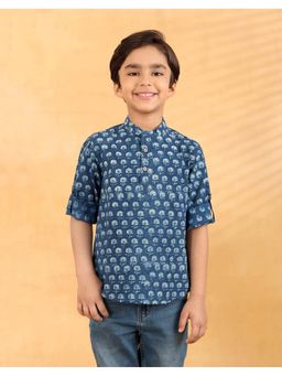 Fabindia - Indigo Cotton Dabu Short Kurta