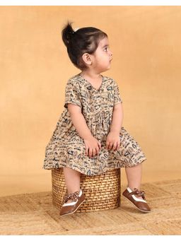 Fabindia - Beige Cotton Kalamkari Dress