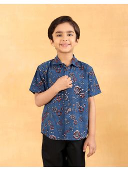 Fabindia - Indigo Cotton Dabu Bagru Shirt