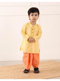 Fabindia - Yellow Cotton Kurta with Dhoti