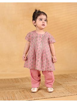 Fabindia - Purple Cotton Hand Block Kurta with Salwar