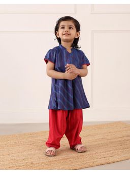 Fabindia - Blue Viscose Blend Kurta with Salwar