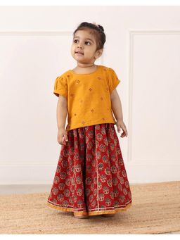 Fabindia - Red Cotton Bagru Lehenga Set
