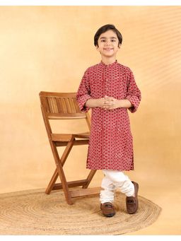 Fabindia - Maroon Cotton Bagh Long Kurta