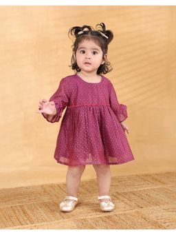 Fabindia - Purple Cotton Silk Blend Hand Block Dress