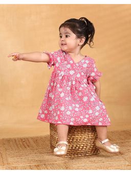 Fabindia - Pink Cotton Hand Block Dress