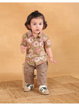 Fabindia - Green Cotton Hand Block Floral Shirt