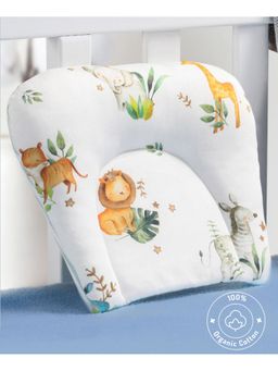 Bonfino - Premium Organic Cotton U Shape Pillow African Safari Print-White (0-6 Months)