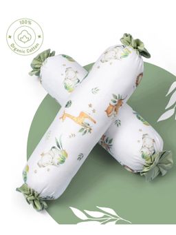 Bonfino - Premium Organic Cotton Bolsters Set of 2 African Safari Print - Green (0-12 Months)