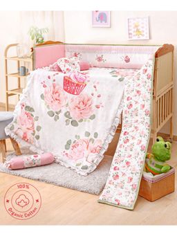 Bonfino - Premium 100% Organic Cotton Crib Bedding Set-Cupcake Print (0-24 Months)