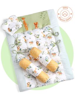 Bonfino - Premium Organic Cotton Gadda Set African Safari Print- Green (0-12 Months)