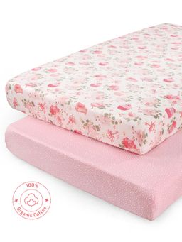 Bonfino - Premium Organic Cotton Fitted Crib Sheet Pack Of 2-Cupcake Print (0-24 Months)