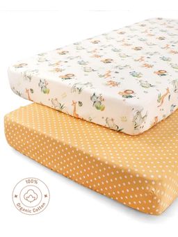 Bonfino - Premium Organic Cotton Fitted Crib Sheet Pack Of 2-African Safari Print (0-24 Months)