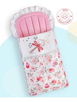 Bonfino - Premium Cotton Nest Bag Cup Cake Print-Pink (0-6 Months)